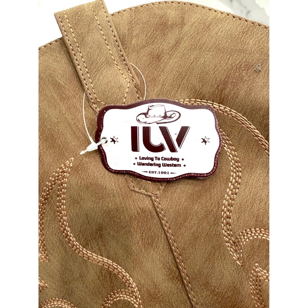IUV Women Tan Brown Western Cowboy Boots Pointed Toe Block Heel Size 8 - Picture 5 of 7